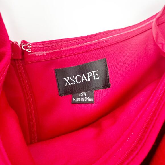 Xscape Off-the-Shoulder Scuba Crepe Gown Dress Sleeveless Red Plus Size 18W NWT - Picture 9 of 12